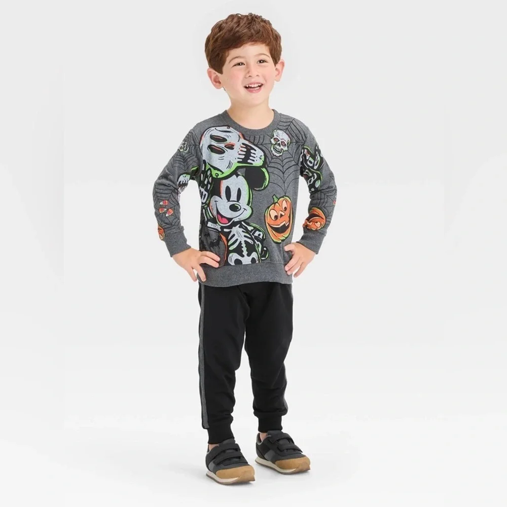 MICKEY MOUSE BOYS 2 PC SWEATSUIT - BLACK/ORANGE SIZE 18 MONTHS (NEW WITH TAGS)